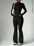 Fitness suit women's zipper long sleeved jacket yoga tight pants micro flared pants