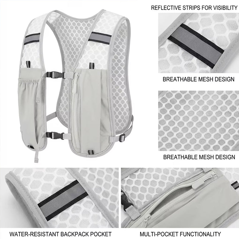 Lightweight Ergonomic Running Hydration Vest – Reflective Water Bottle Backpack for Cycling, Walking, Kayaking & Outdoor Sports