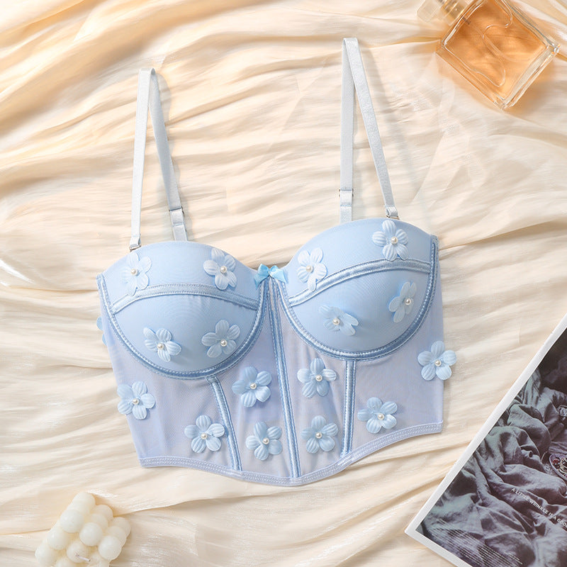 Fun lingerie flower top can be worn outside