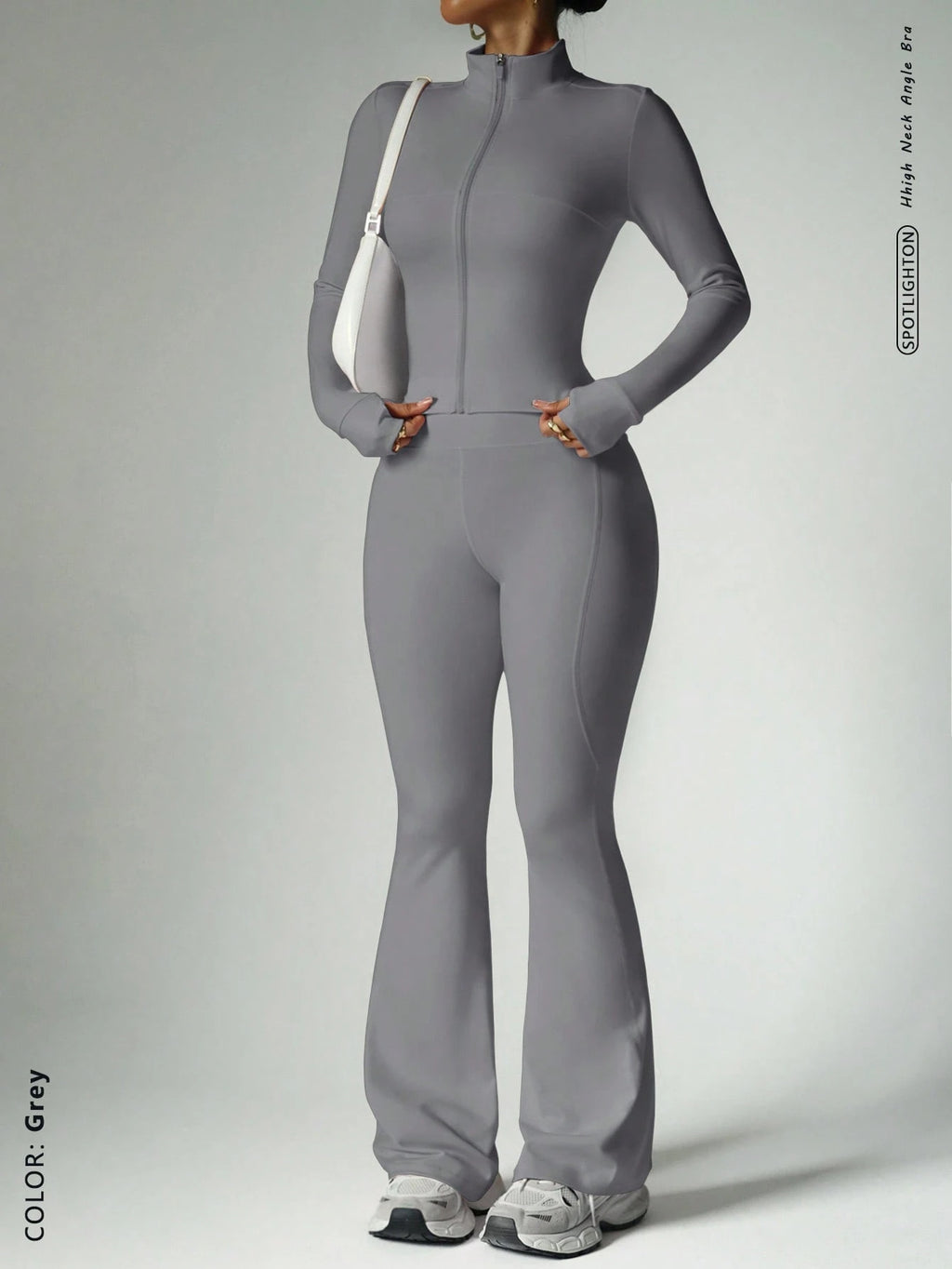 Fitness suit women's zipper long sleeved jacket yoga tight pants micro flared pants