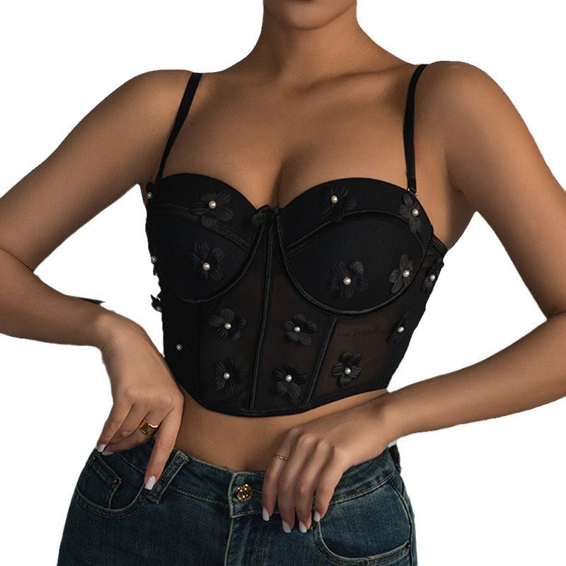 Fun lingerie flower top can be worn outside