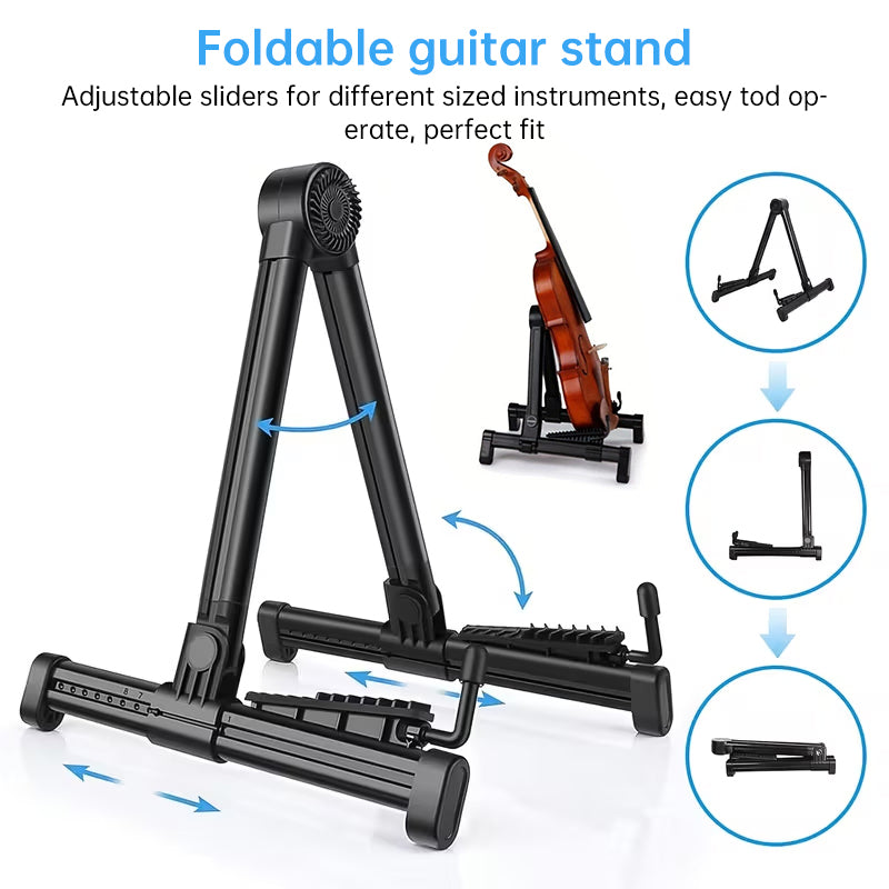 Foldable Guitar Stand – ABS/Silicone Holder for Acoustic, Electric Guitar, Ukulele, Violin & Banjo