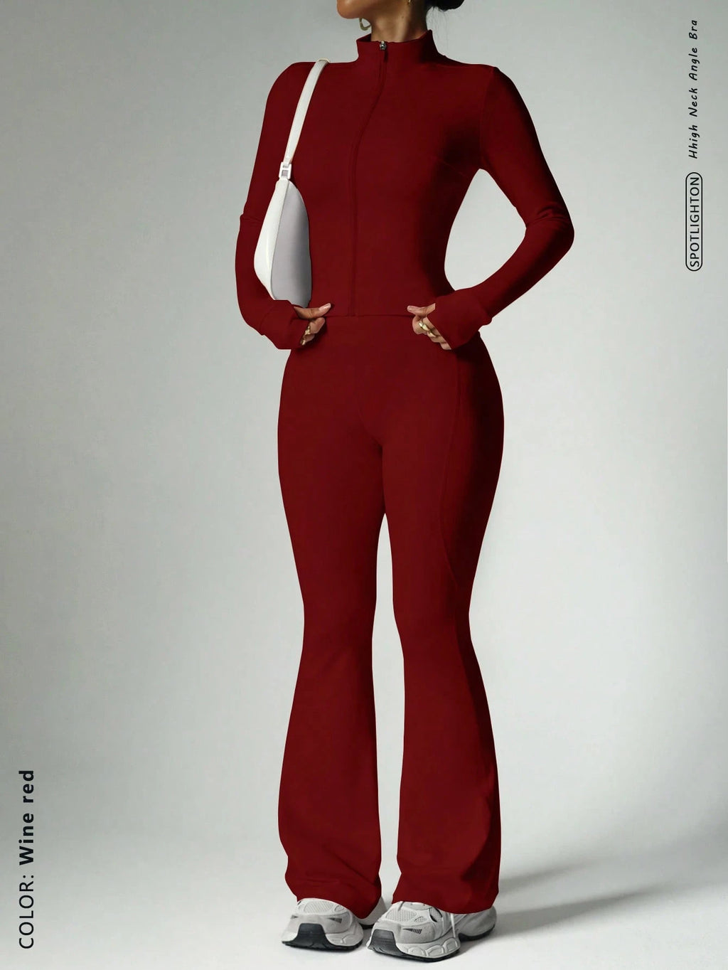 Fitness suit women's zipper long sleeved jacket yoga tight pants micro flared pants