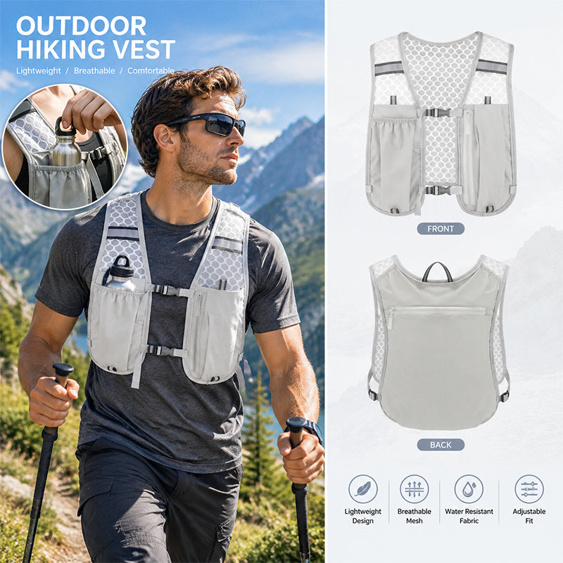 Lightweight Ergonomic Running Hydration Vest – Reflective Water Bottle Backpack for Cycling, Walking, Kayaking & Outdoor Sports