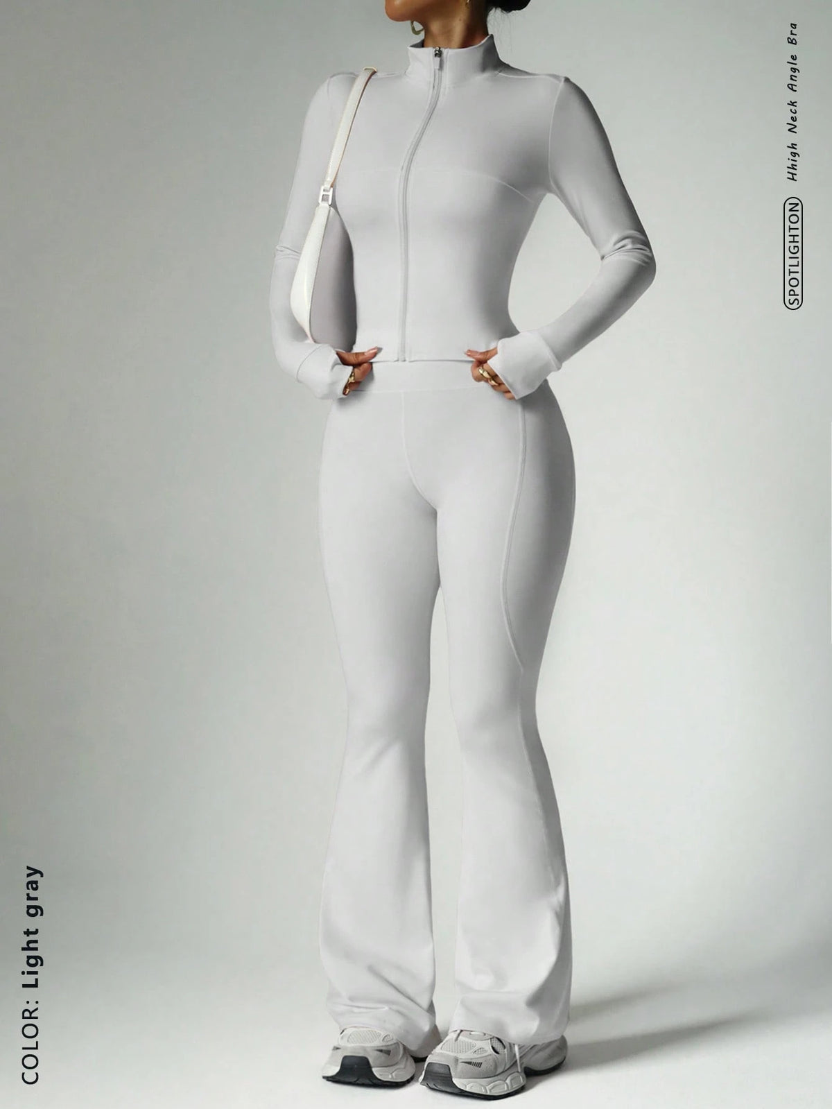 Fitness suit women's zipper long sleeved jacket yoga tight pants micro flared pants