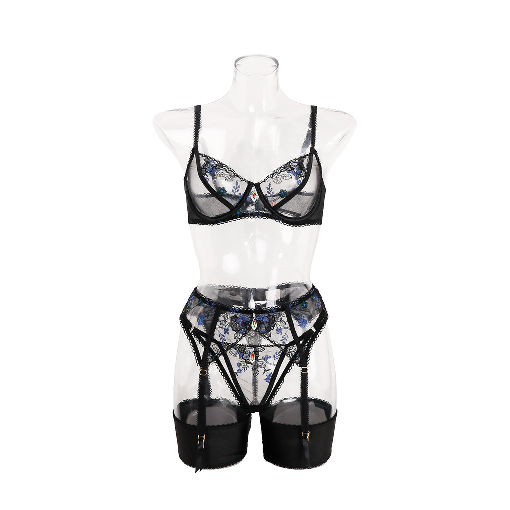Sexy lingerie ultra-thin transparent mesh embroidered lingerie
