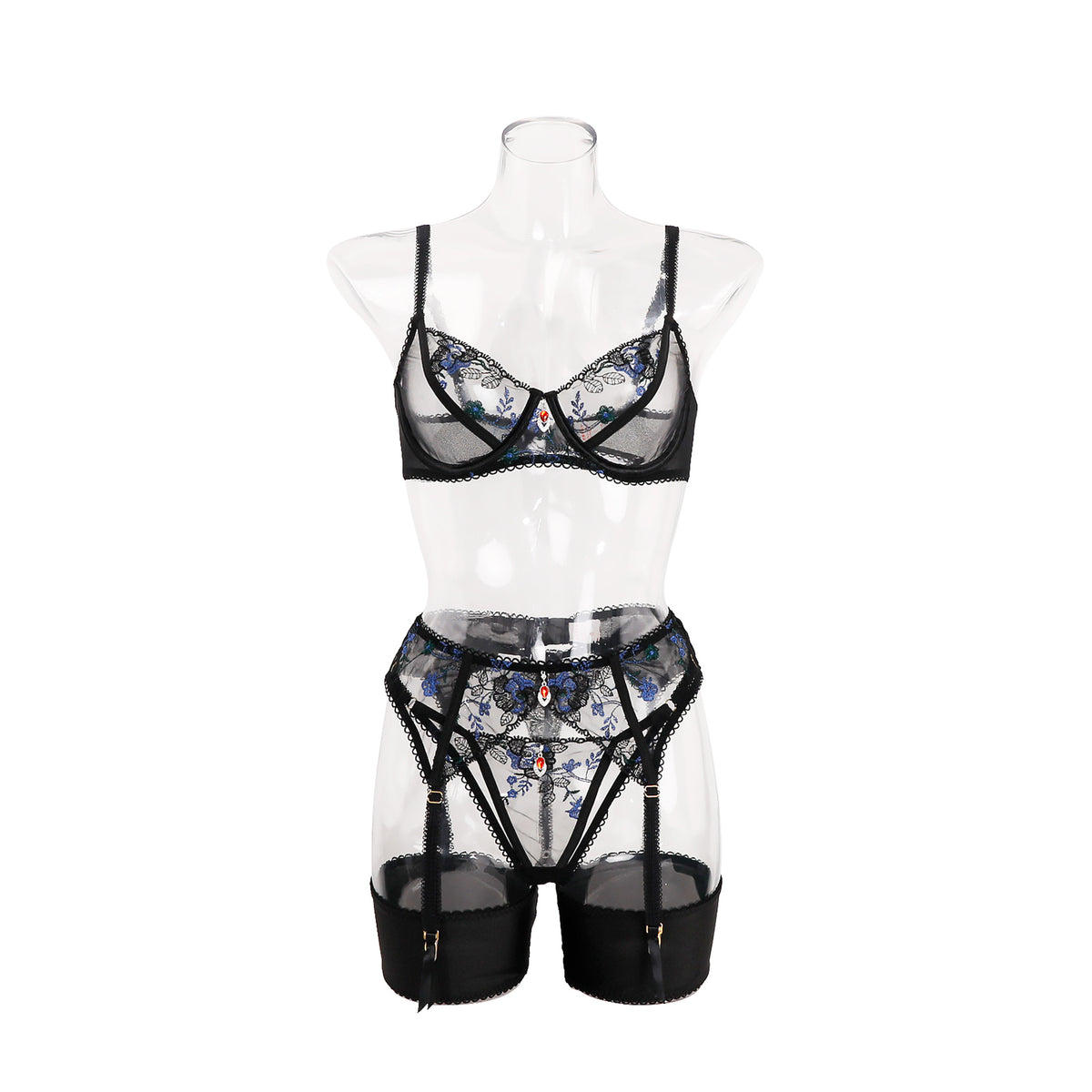 Sexy lingerie ultra-thin transparent mesh embroidered lingerie