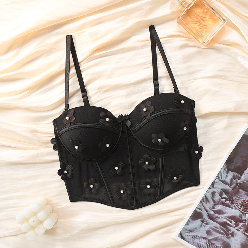 Fun lingerie flower top can be worn outside