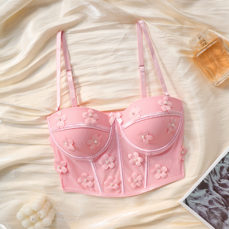Fun lingerie flower top can be worn outside